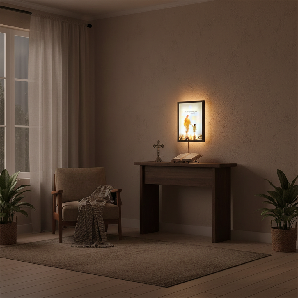 Lampe Tableau Jésus LED 4D Lumineux